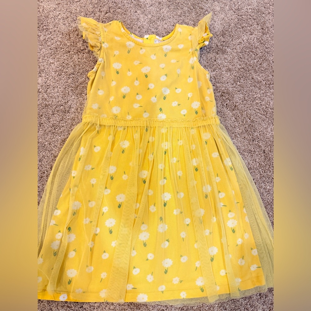 Hanna Andersson Tulle Daisy Dress Size 8 130cm Yellow